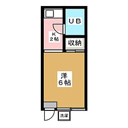 トウメイコーポ 1Kの間取図画像