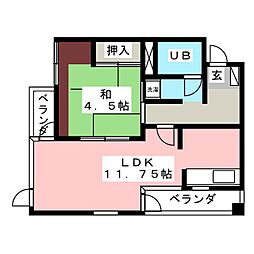エスポワール2 1LDKの間取図画像