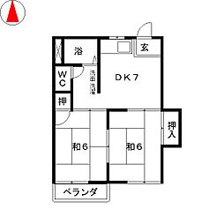コーポ宮田B 2DKの間取図画像