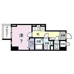 スアヴィス平塚八重咲 1Kの間取図画像