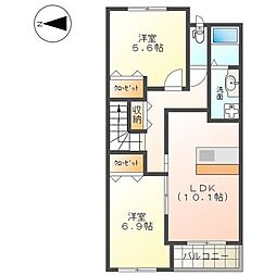 プルメリア 2LDKの間取図画像