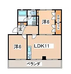 桃山コーポ2号棟 2LDKの間取図画像