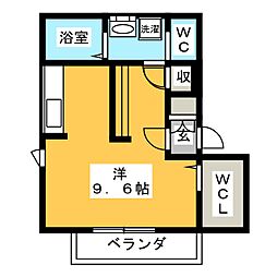 カーサルーチェ ワンルームの間取図画像
