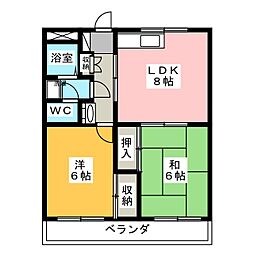 中村ビル 2LDKの間取図画像