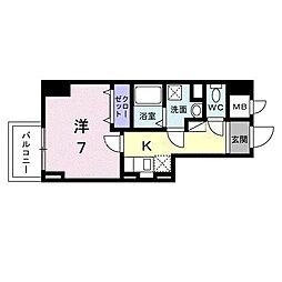 スアヴィス平塚八重咲 1Kの間取図画像