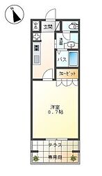 ブルームーン 1Kの間取図画像