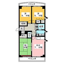 パティオ湘南 3DKの間取図画像