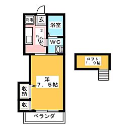 エトピリカ湘南 2階1Kの間取り