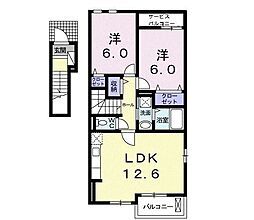 セレーノ光II 2階2LDKの間取り