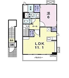 ライマ・ベルフルーブ 2階1LDKの間取り