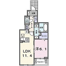 エルメシア 1LDKの間取図画像
