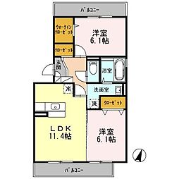 スカイハイム 2LDKの間取図画像