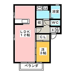 クレールM 1LDKの間取図画像