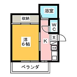 KSハイムC棟 1Kの間取図画像
