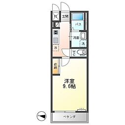 グランディール小田原 1Kの間取図画像