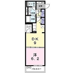 リズミン 1DKの間取図画像