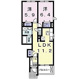 ウエルス 2LDKの間取図画像