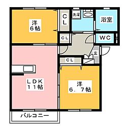 コンフォートトキワ 2LDKの間取図画像