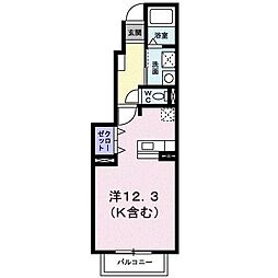 クラール曽比B 1Kの間取図画像