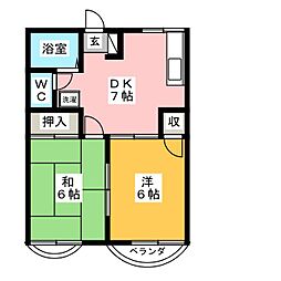 コーポ鍵和田A 2DKの間取図画像