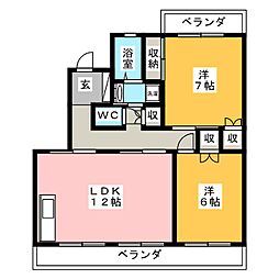 アルカディア 2LDKの間取図画像