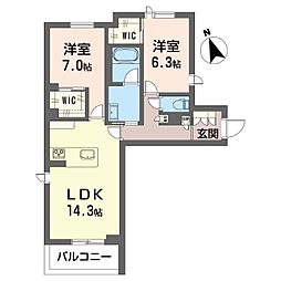プエンテ アルト 2LDKの間取図画像