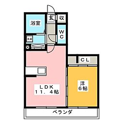 オーキッド-ヒル 1LDKの間取図画像