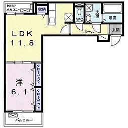グレイスB 1LDKの間取図画像