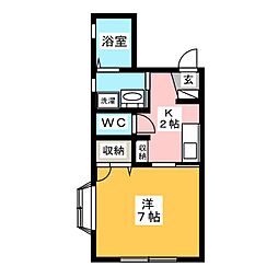 プレジィール崎 1Kの間取図画像