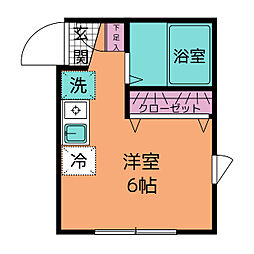 グリーンハイムII 2階ワンルームの間取り