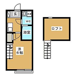 アザーレ・パッシオ町田 2階1Kの間取り