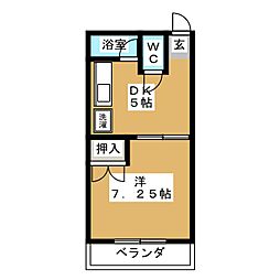 ブルク大澤 2階1DKの間取り
