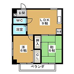 サンヒルズ 2DKの間取図画像