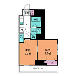 ＫＤＸレジデンス町田Ｎｏｒｔｈ（旧）ＴＨＥ　ＰＡＬＭＳ町田II 9階2Kの間取り