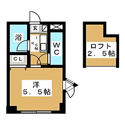 カインドハウス鹿沼公園 1Kの間取図画像