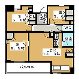 KDXレジデンス町田 2SLDKの間取図画像