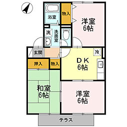 ハイカムールK 3DKの間取図画像