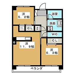 グラディート町田 2LDKの間取図画像