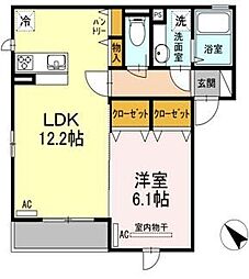 BrightHalueast 1LDKの間取図画像