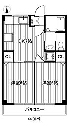 練馬マンション 2DKの間取図画像