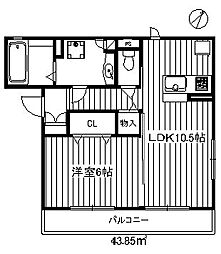 シャルマント 1LDKの間取図画像
