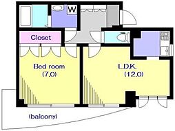 サンヒルズ 1LDKの間取図画像