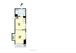 川口ビル 1DKの間取図画像