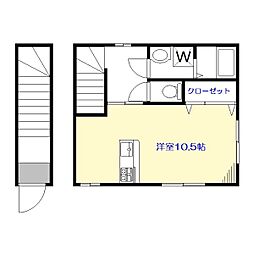 プロムナード柿の木坂B ワンルームの間取図画像
