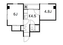 田園調布パインマンションB 2Kの間取図画像