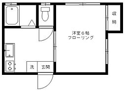 メゾンソレイユ 201 2階1Kの間取り