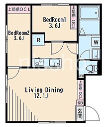 Grande西新宿 2階2LDKの間取り