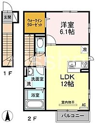 アゼリア上鷺A 1LDKの間取図画像