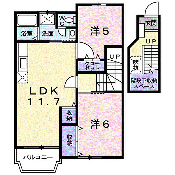 Ｍ・ドミ－ル 203｜佐賀県佐賀市大和町大字久池井(賃貸アパート2LDK・2階・59.39㎡)の写真 その2