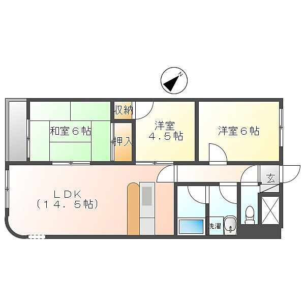 トウシンビル・１ 403｜神奈川県川崎市高津区久末(賃貸マンション3LDK・4階・64.30㎡)の写真 その2